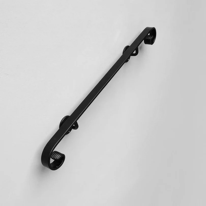Metal Iron Steel Safety Grab Handrail Hand Forged In Black Powder Coat Finish For Inside or Outside Stair Steps