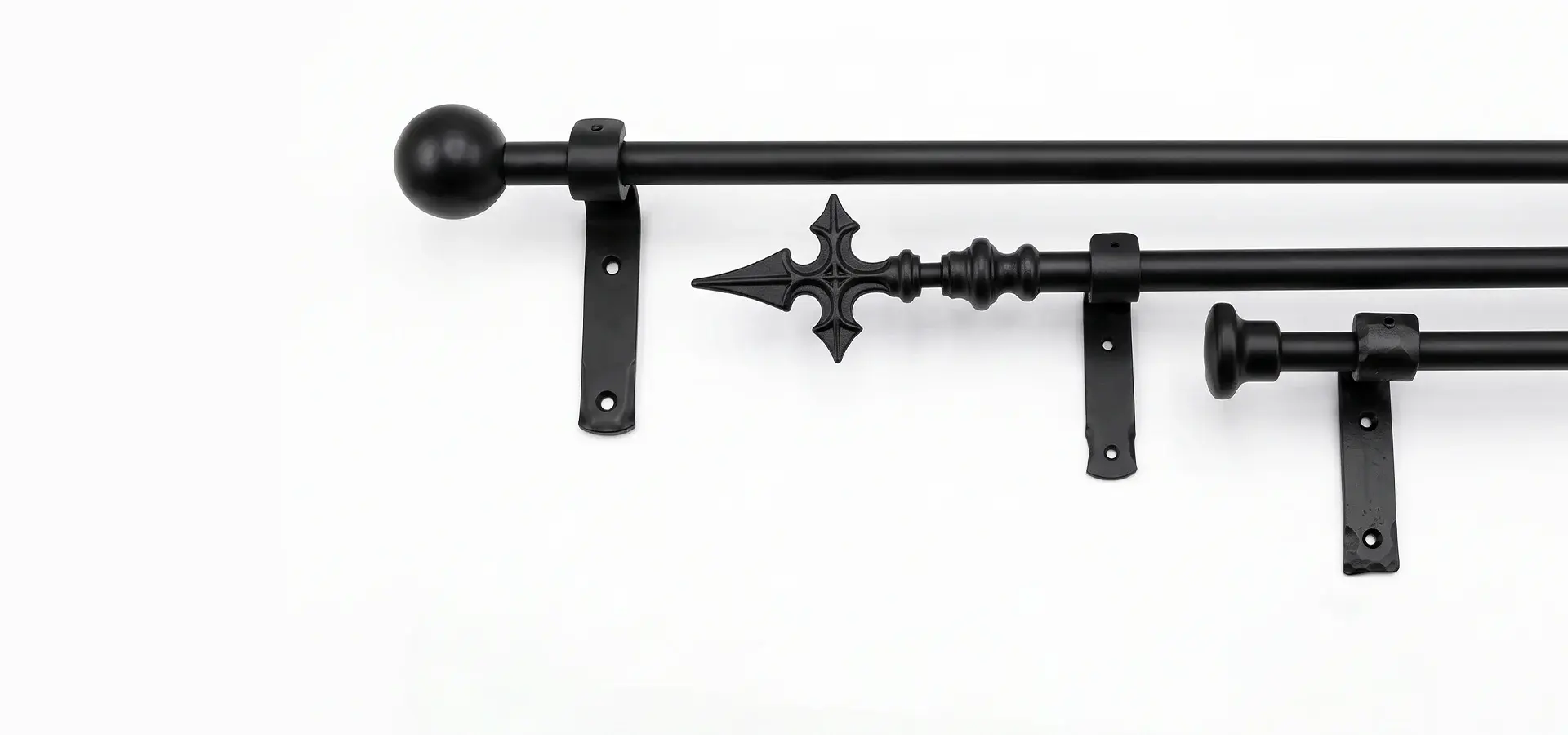 Handcrafted wrought iron curtain pole